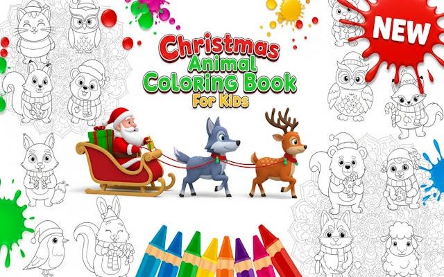 Christmas Animal Coloring Book for Kids - Free Coloring Game